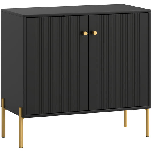 HOMCOM Sideboard Buffet Cabinet, Coffee Bar Cabinet with Fluted Doors and Adjustable Shelf, Black