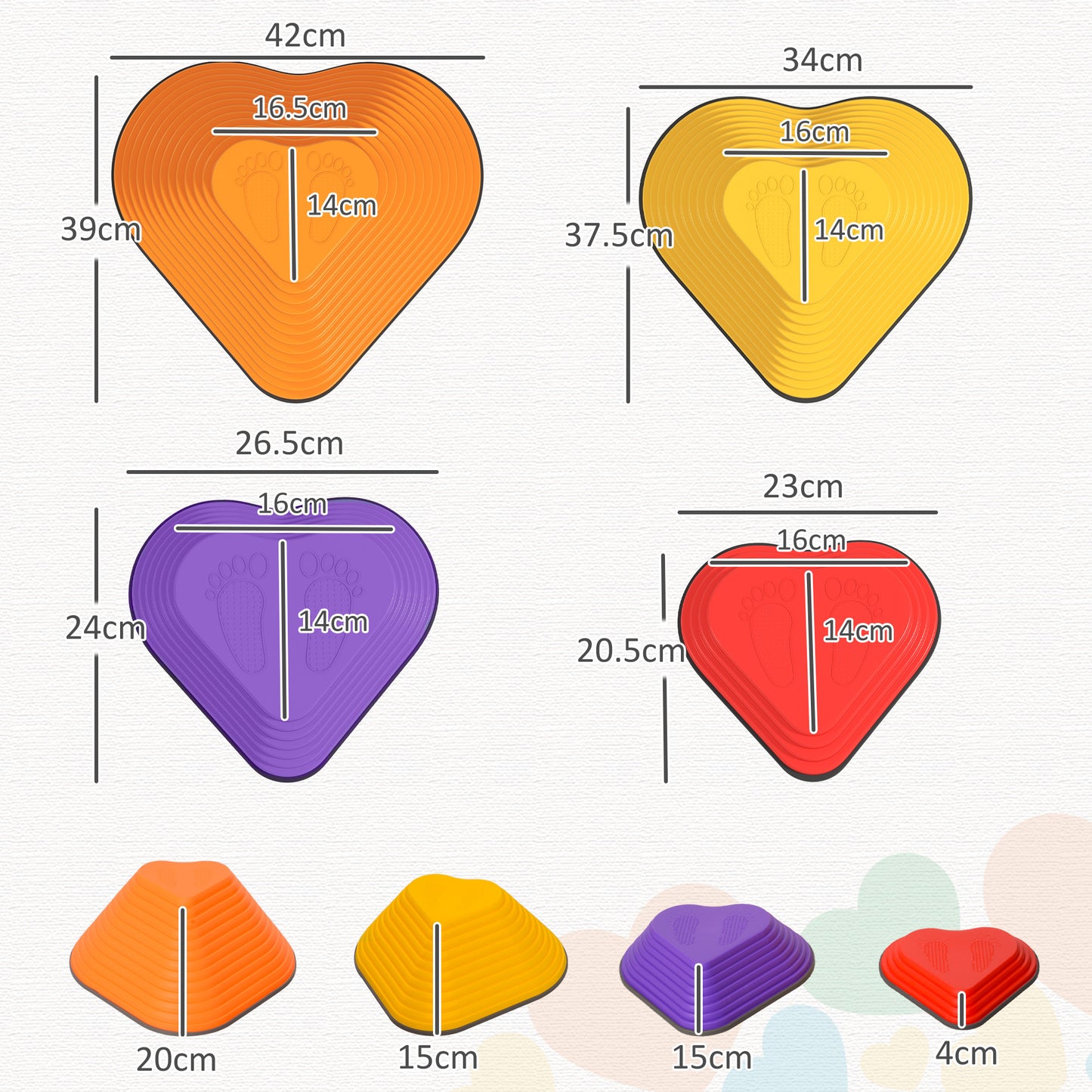 AIYAPLAY 11PCs Heart-Shaped Kids Stepping Stones Balance & Motor Skills, Multicoloured