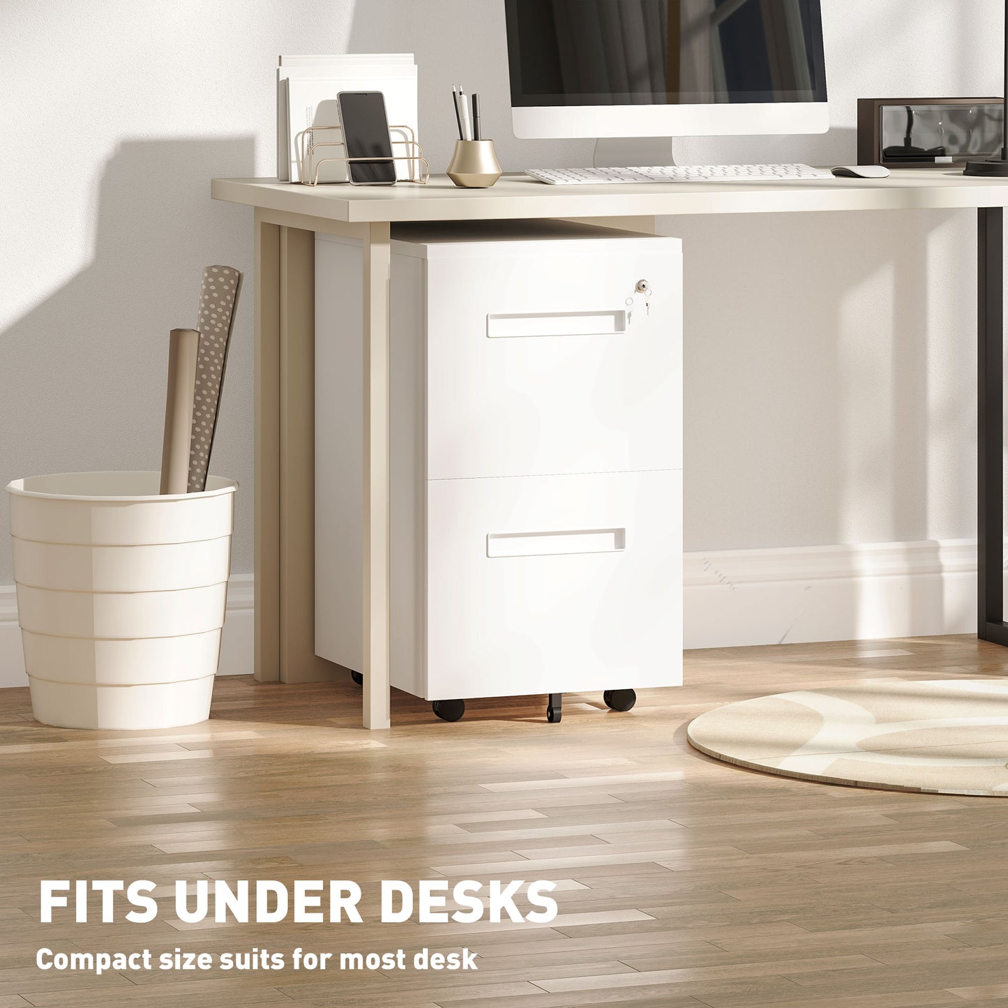 Vinsetto Mobile File Cabinet Home Filing Furniture with Adjustable Partition and Lock