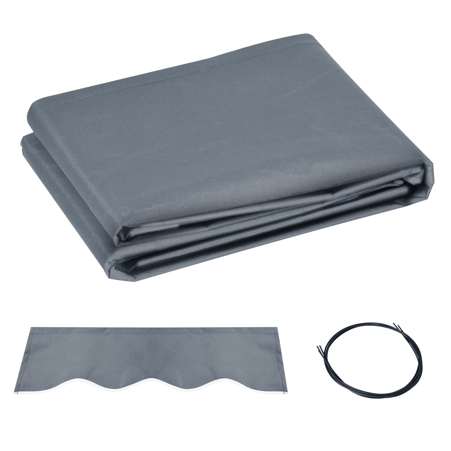 Outsunny Awning Replacement Canopy, UPF 50+ Awning Fabric, Water Resistant Sun Shade Cover for 3 x 2.5 m Garden Awning (Fabric Only), Grey