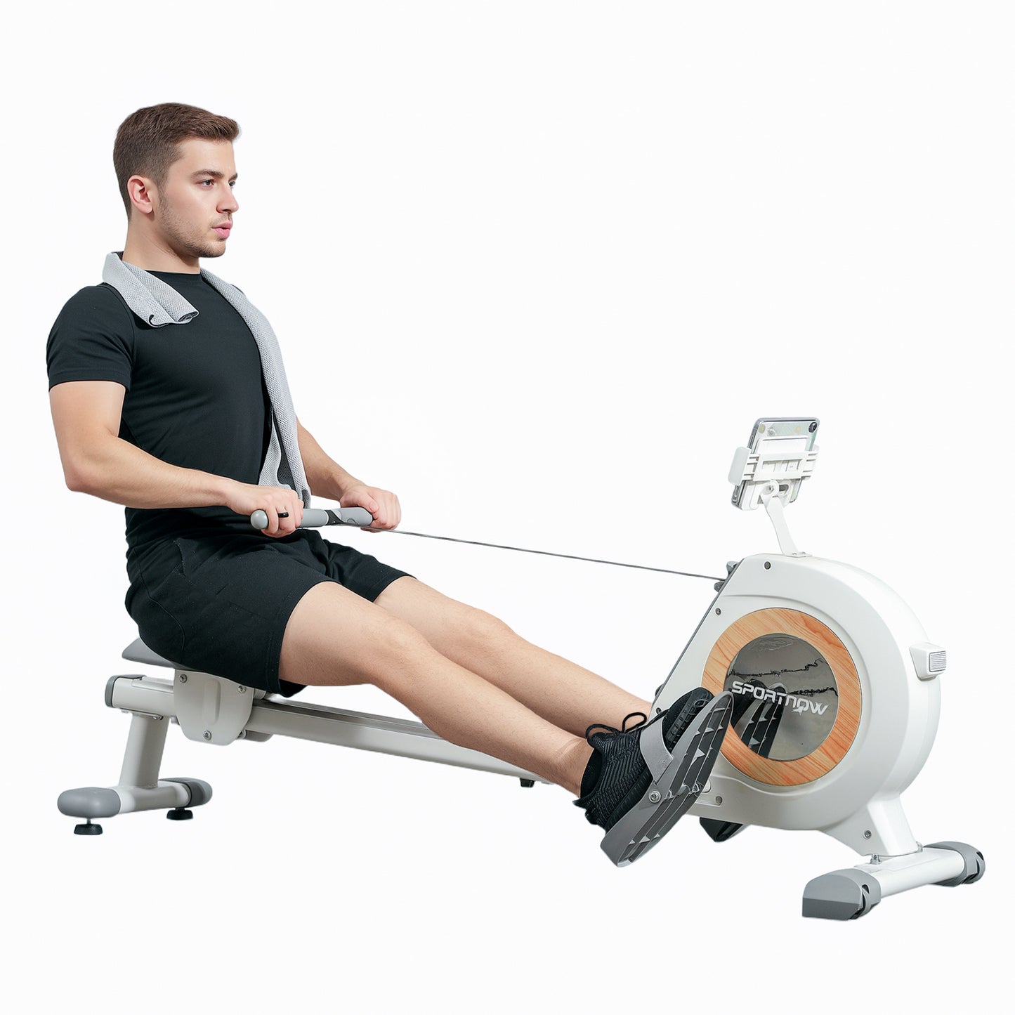 SPORTNOW Rowing Machine, 16-Level Magnetic Rower with LCD, Phone Holder, Vertical Storage, 150kg Capacity