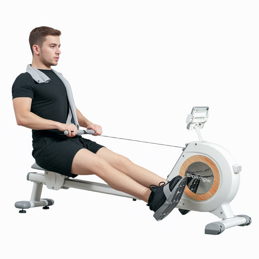 SPORTNOW Rowing Machine, 16-Level Magnetic Rower with LCD, Phone Holder, Vertical Storage, 150kg Capacity