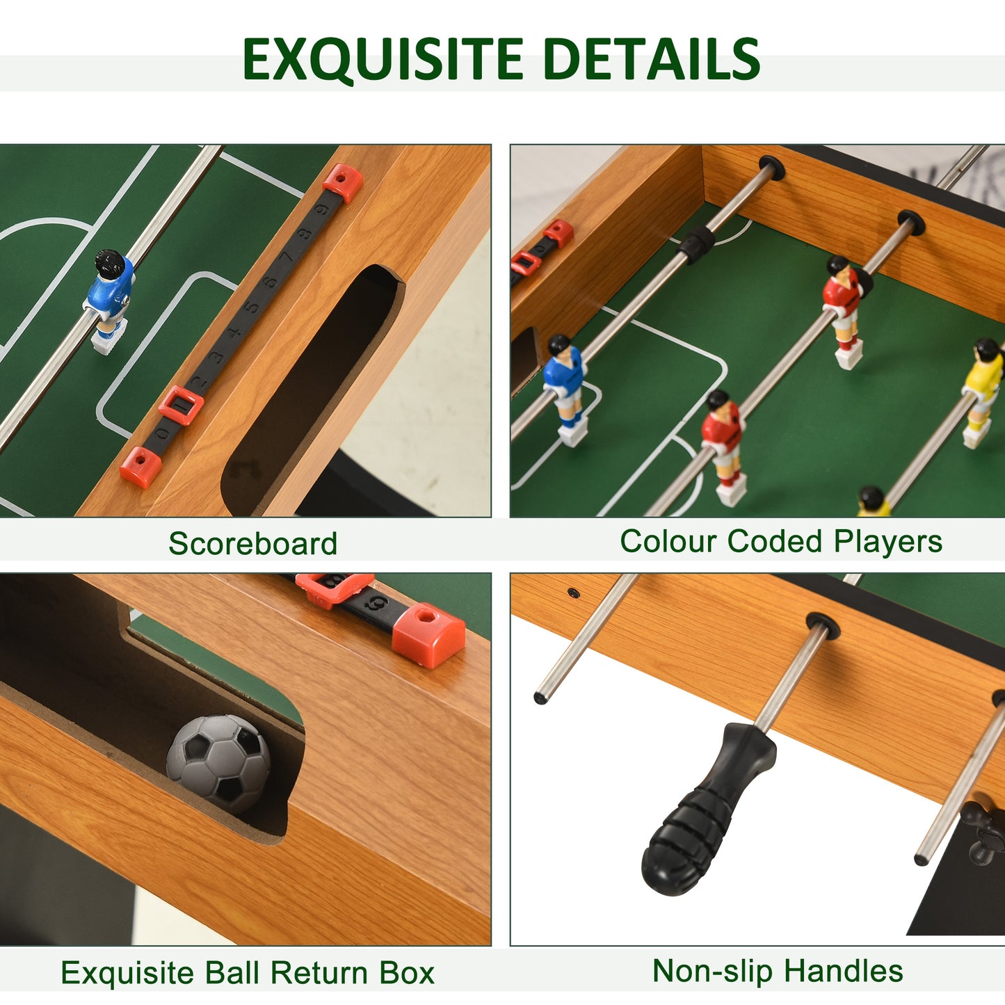 HOMCOM Folding Foosball Gaming Table Mini Football Soccer Table for Family Fun Kids Toy