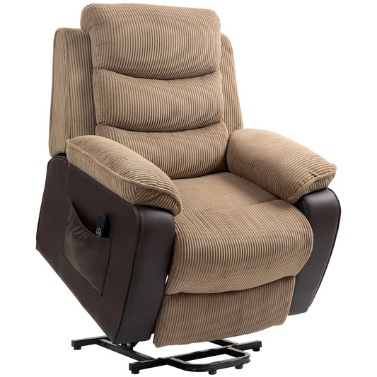 HOMCOM Power Lift Recliner Chair, Patchwork Oversized Electric Armchair, Brown
