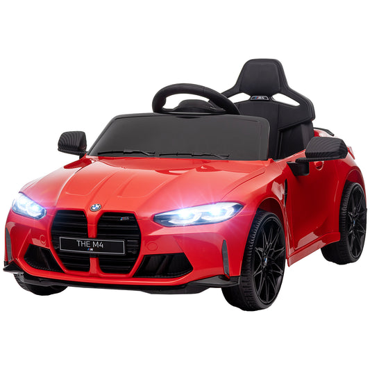 AIYAPLAY 12V BMW M4 Licensed Kids Car with Easy Transport, Remote Control, Suspension, Music, Horn, LED Lights - Red