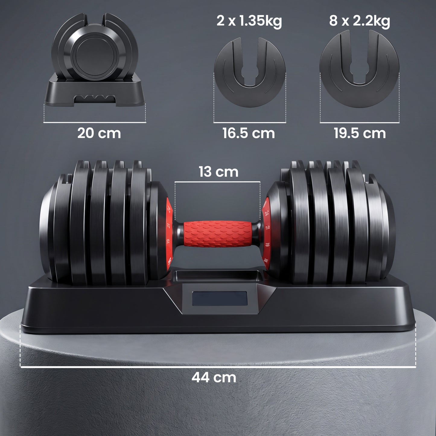 SPORTNOW 24kg Adjustable Dumbbell Set of 2, 10-in-1 Dumbbell Weights with Quick-Dial System