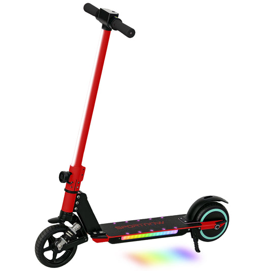 SPORTNOW Folding Electric Scooter for Kids 6-14, Dual Brakes, LED Lights, 6.8kg, 14 KM/H, Red