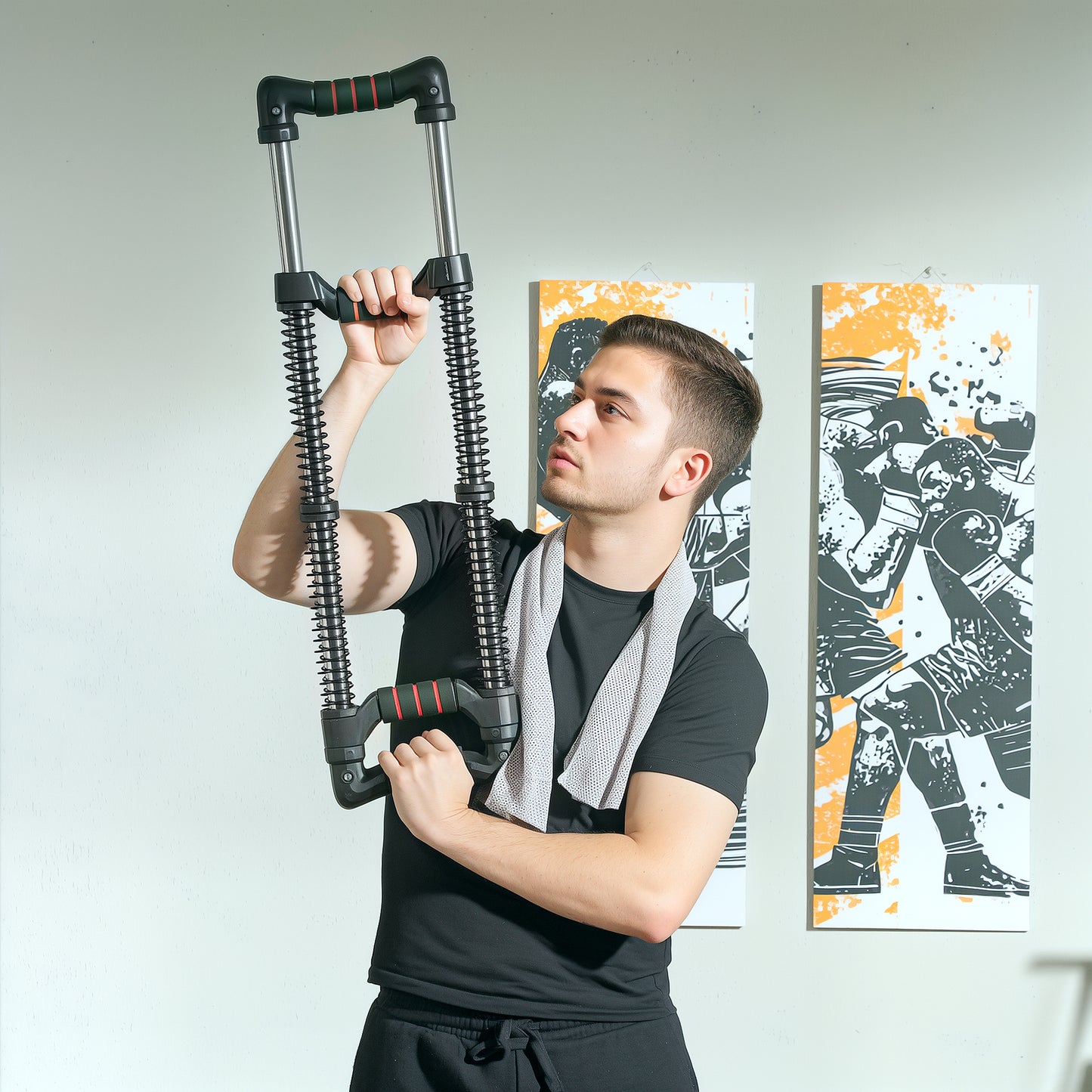 SPORTNOW Chest Expander, Arm Chest Exerciser with 10-80kg Adjustable Spring Resistance for Men and Women Home Gym, Office or Travel Workout