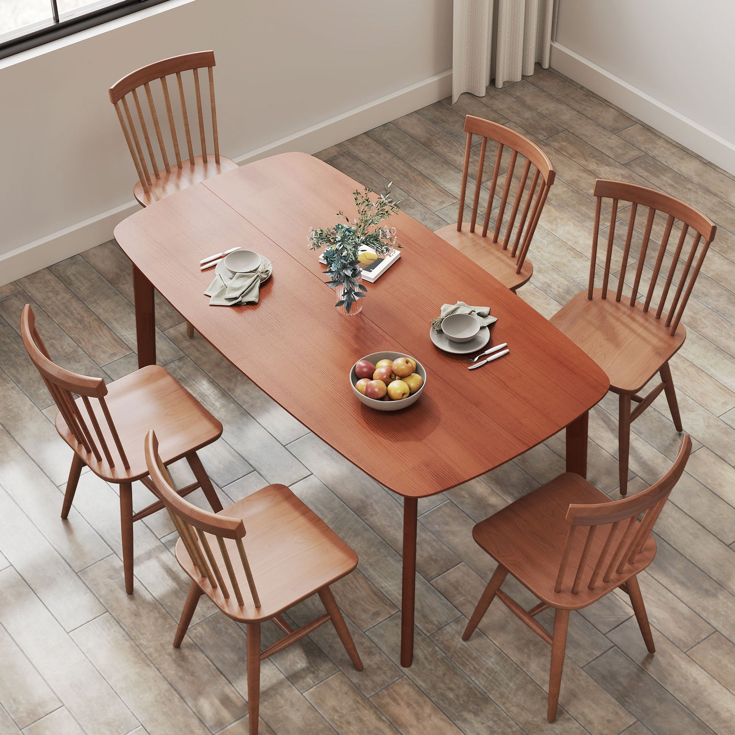 HOMCOM Pine Wood Rectangular Dining Table - Light Brown
