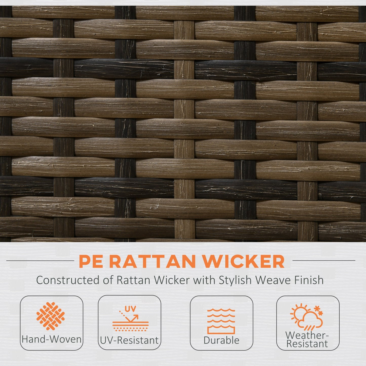 Outsunny 4-Piece Rattan Wicker Sofa and Table Set - Orange