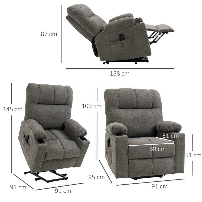 HOMCOM Electric Riser and Recliner Chair for Elderly, Power Lift Recliner Chair with Remote Control, Grey