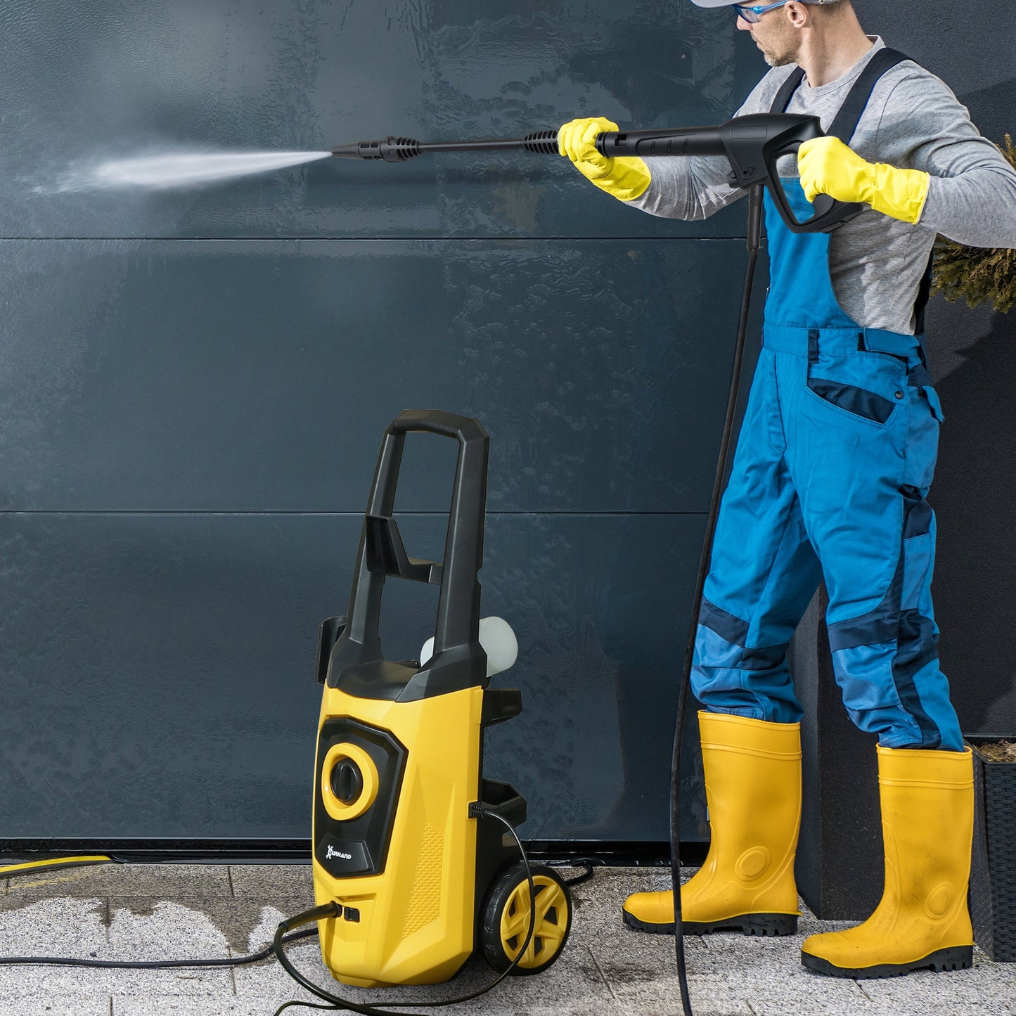 DURHAND 1800W High Pressure Washer, 150 Bar, 510 L/h Flow, Portable Jet Wash with 6m Hose, Snow Foam, Yellow