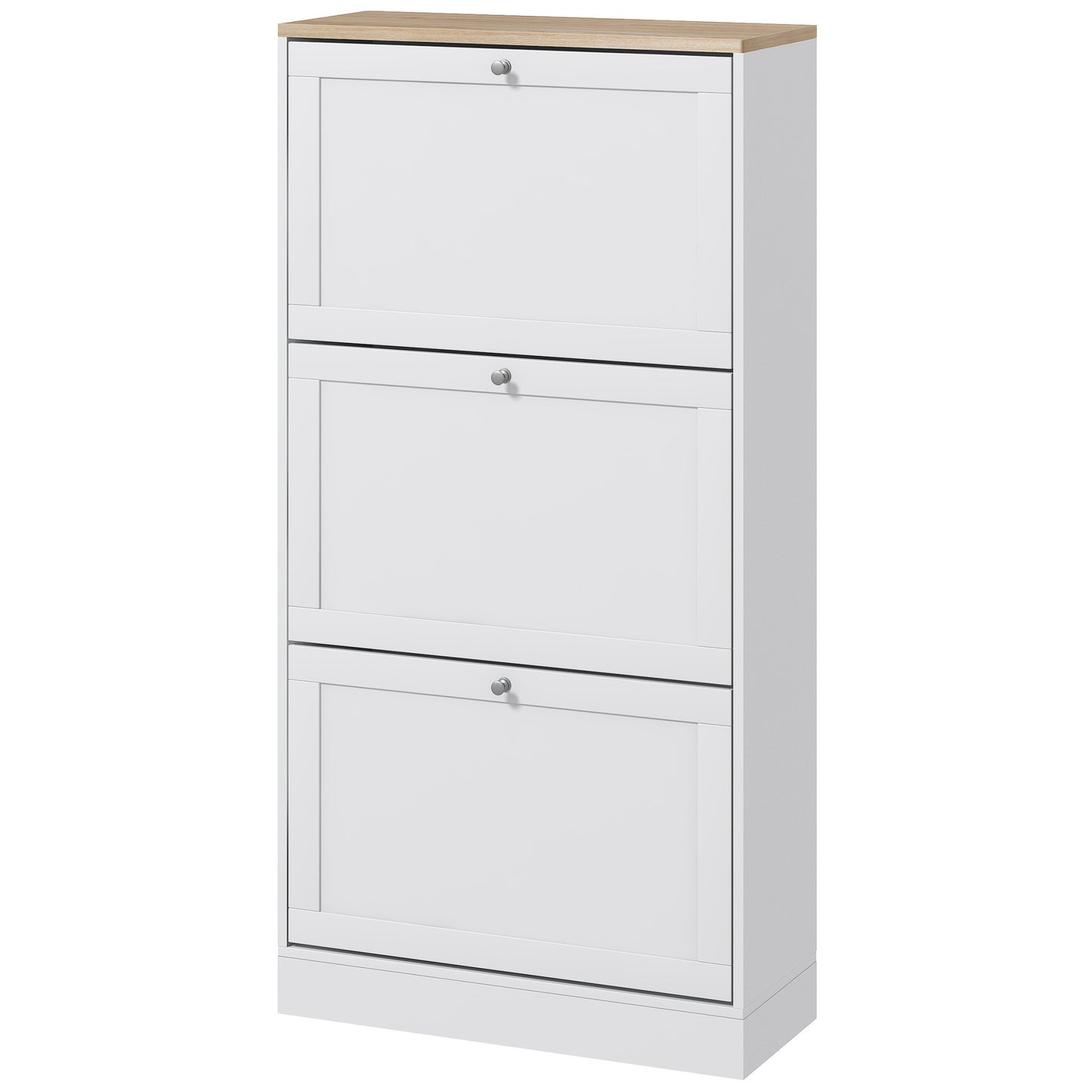 HOMCOM Shoe Cabinet with 3 Flip Drawers, Narrow Shoe Storage Cabinet for 18 Pairs, Freestanding Slim Shoe Rack for Entryway, Hallway, White