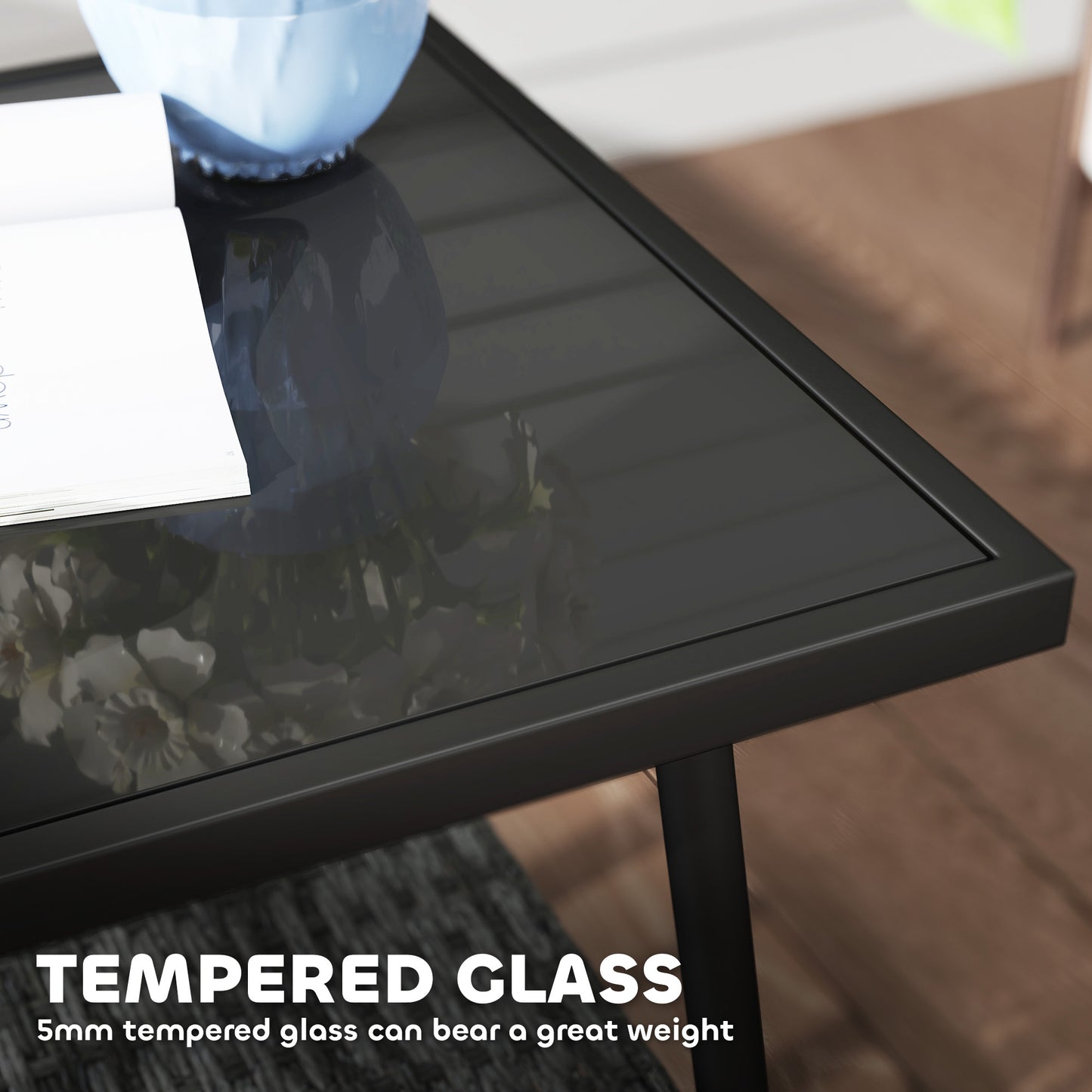 Outsunny 3-Piece Rattan Bistro Set with Cushions, Wicker Furniture, Glass Top Table & Chairs for Patio, Balcony, Terrace, Conservatory, Grey