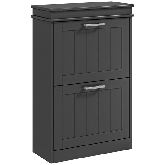 HOMCOM Two-Drawer Minimalistic Shoe Storage Cabinet, for 10 Shoes, Black