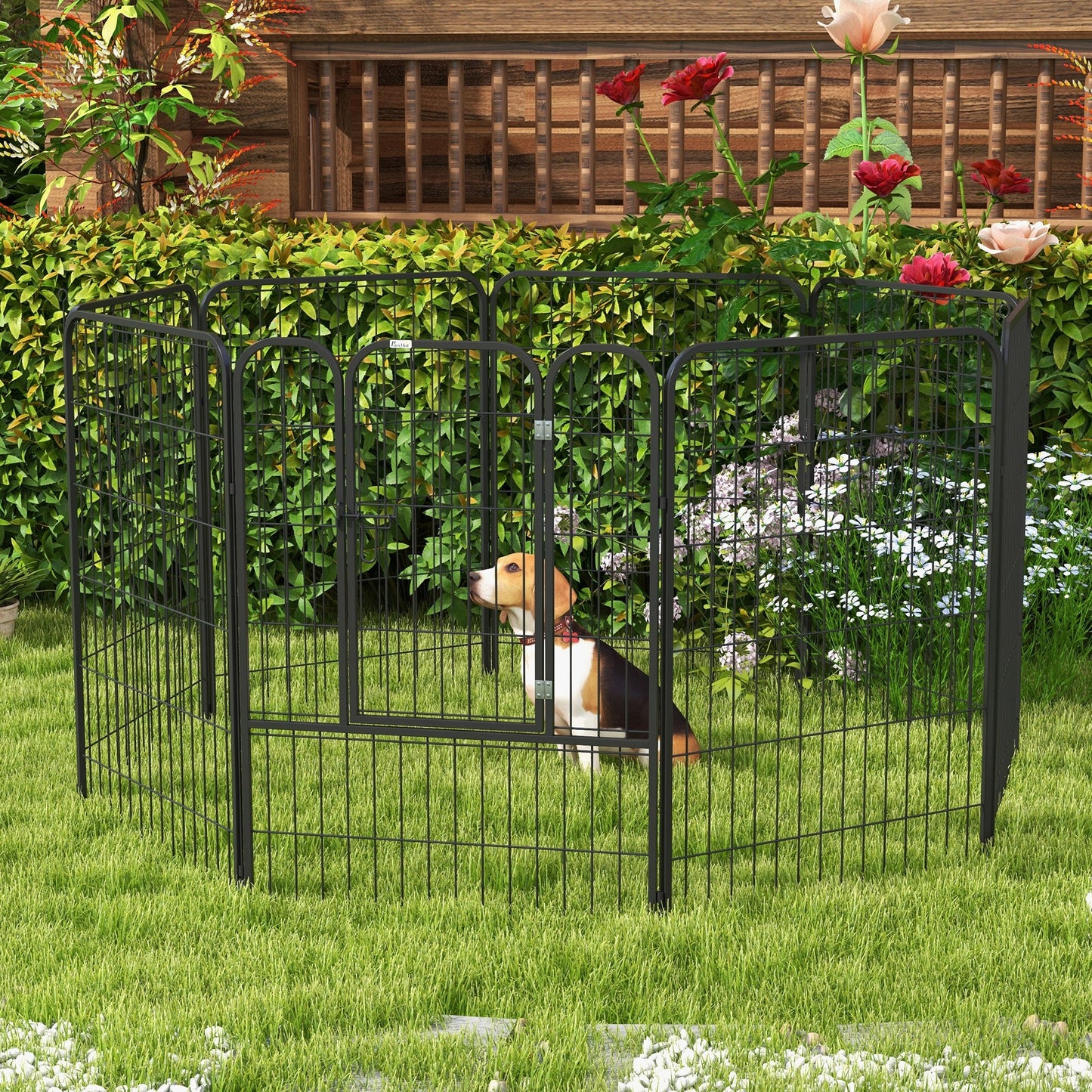 PawHut 4 Sizes Dog Pens Pet Puppy PlayPen Rabbit Puppy Cage Folding Run Fence Garden Metal Hutch