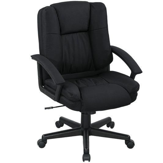 HOMCOM Linen-Look Padded Office Chair - Black
