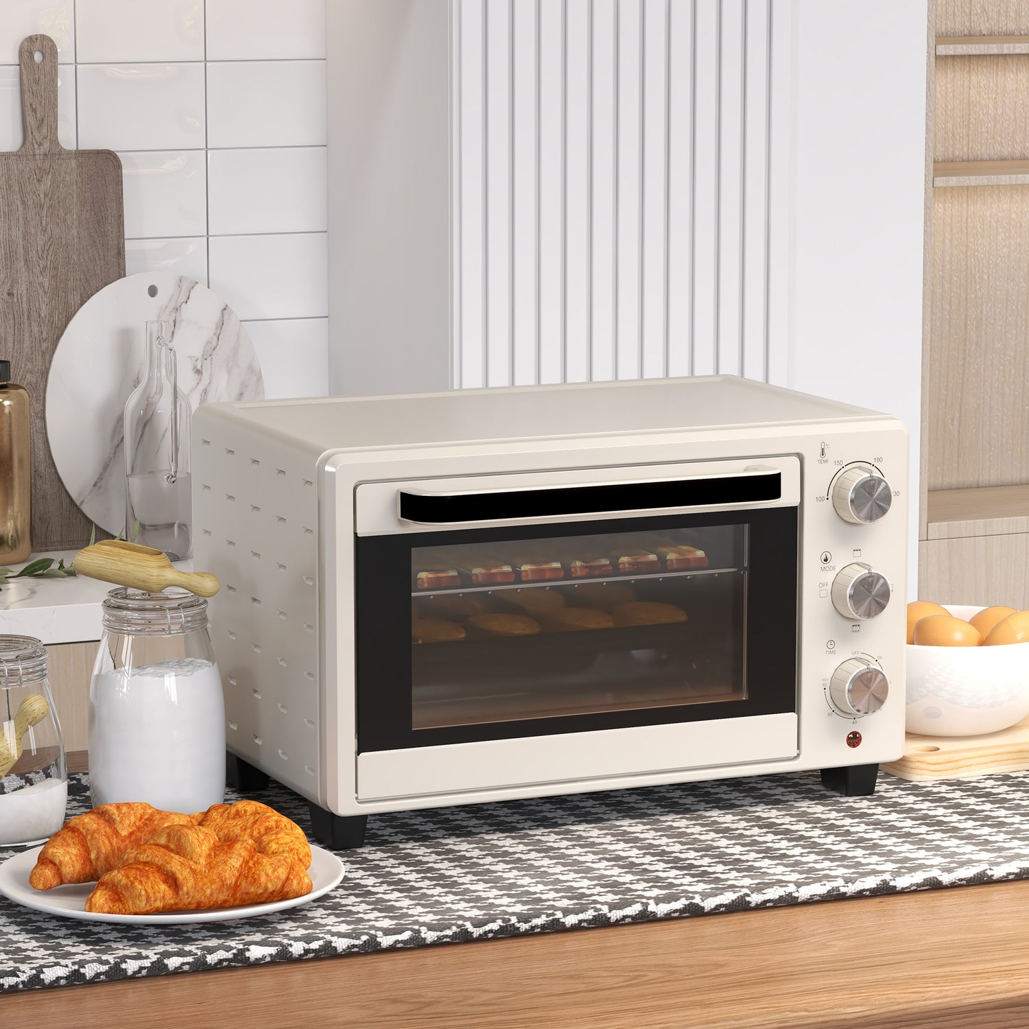 HOMCOM Mini Oven, 21L Countertop Electric Grill, Toaster Oven with