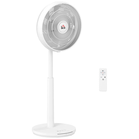 HOMCOM Pedestal Fan with Oscillating, Tilt, Adjustable Height, White