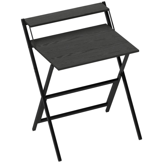 HOMCOM 70 cm Folding Computer Desk with Monitor Shelf - Black