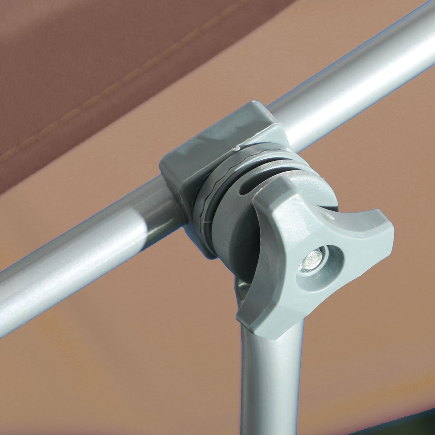 Outsunny Outdoor Sun Lounger, Adjustable Backrest, Sun Shade Awning, Tan