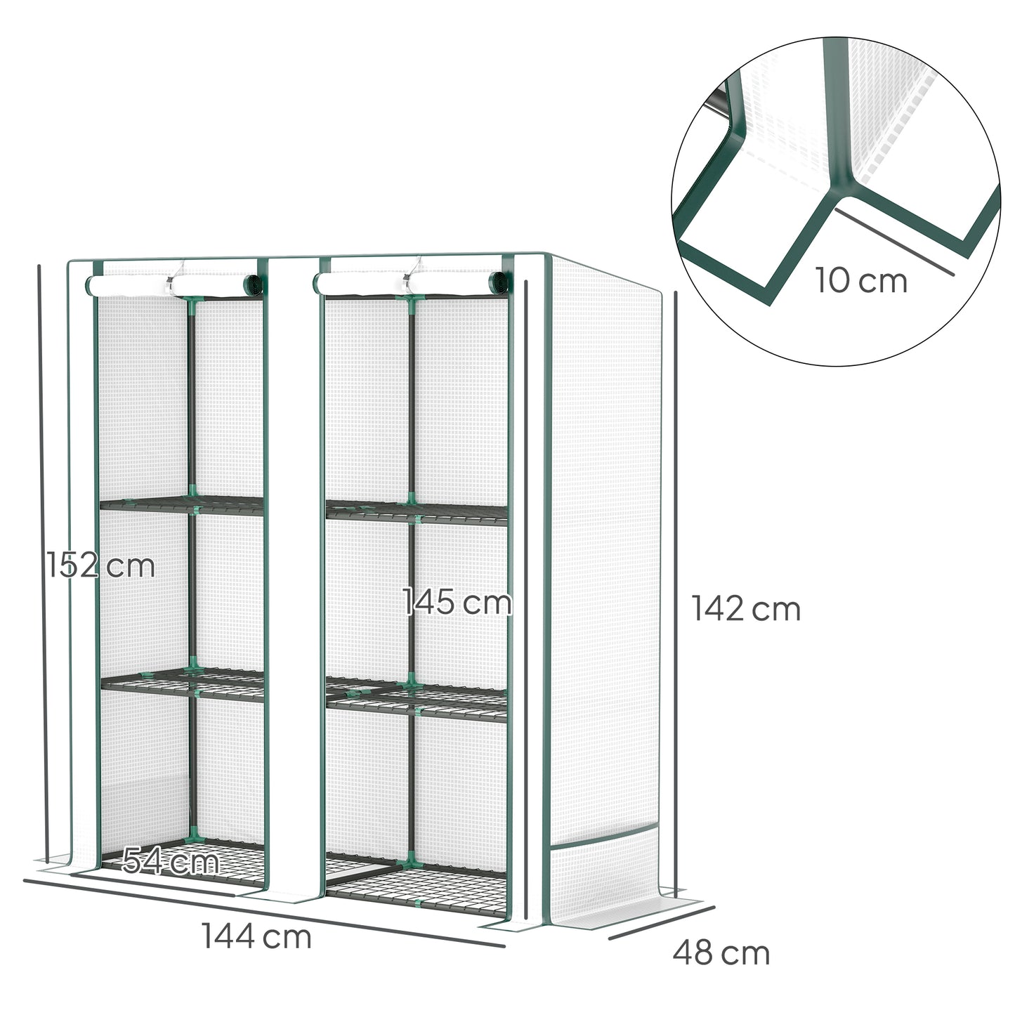Outsunny Three-Tier Mini Greenhouse - Green Border