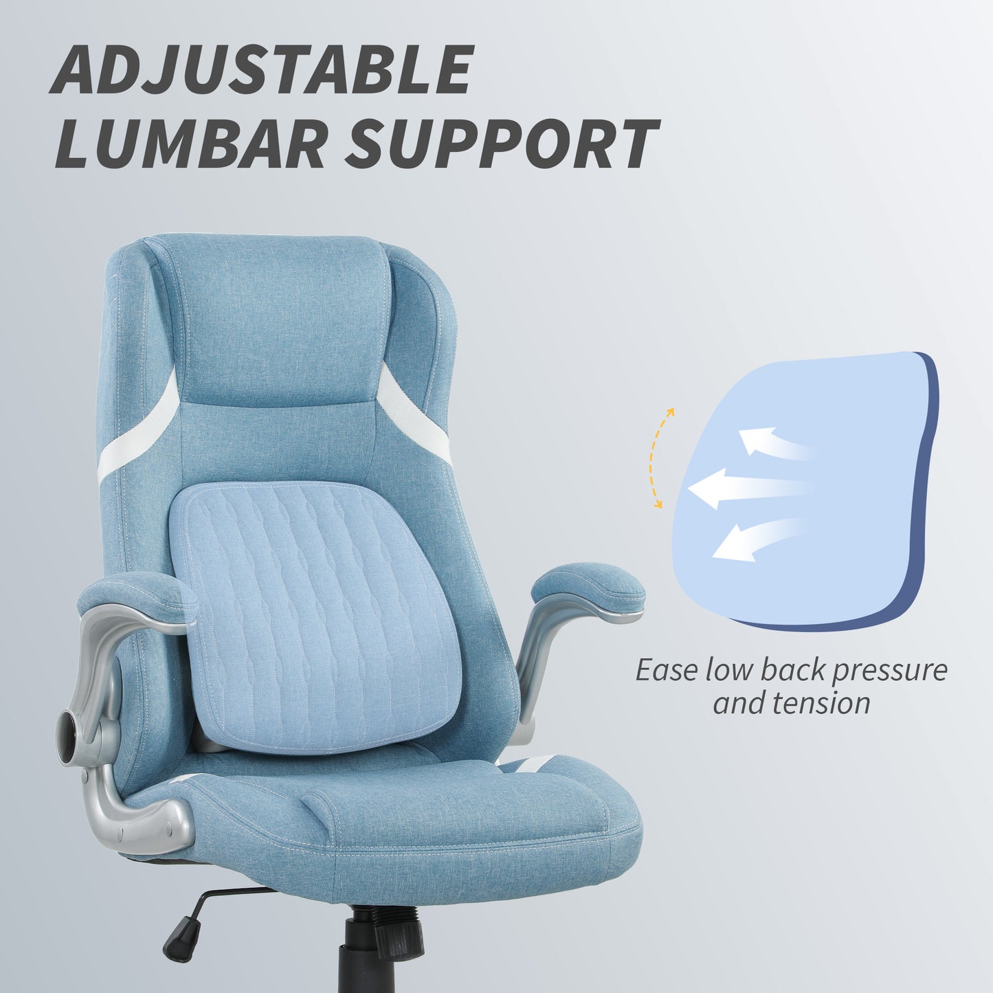 Vinsetto Linen-Look Office Chair, with Adjustable Height and Tension - Blue