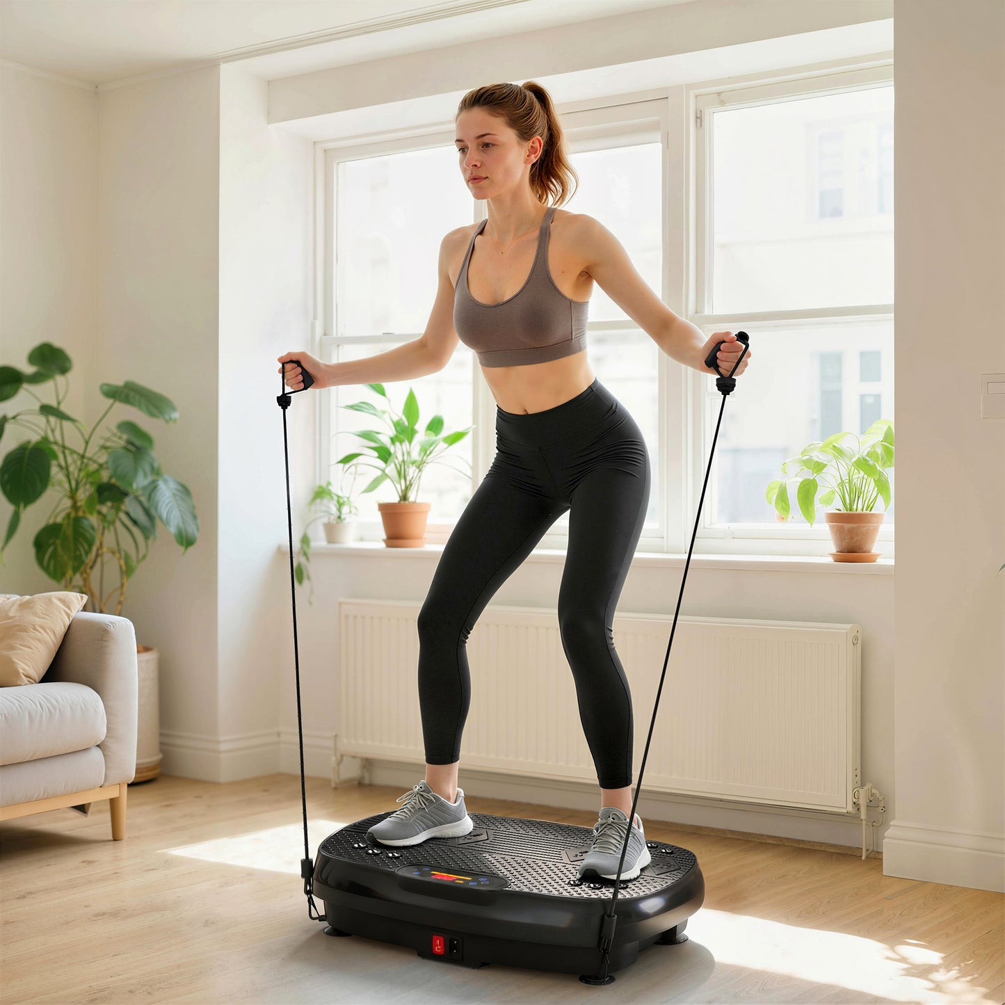 SPORTNOW Vibration Plate Exercise Machine with 120 Speed Levels, 5 Programs, Vibrating Plate with Resistance Bands