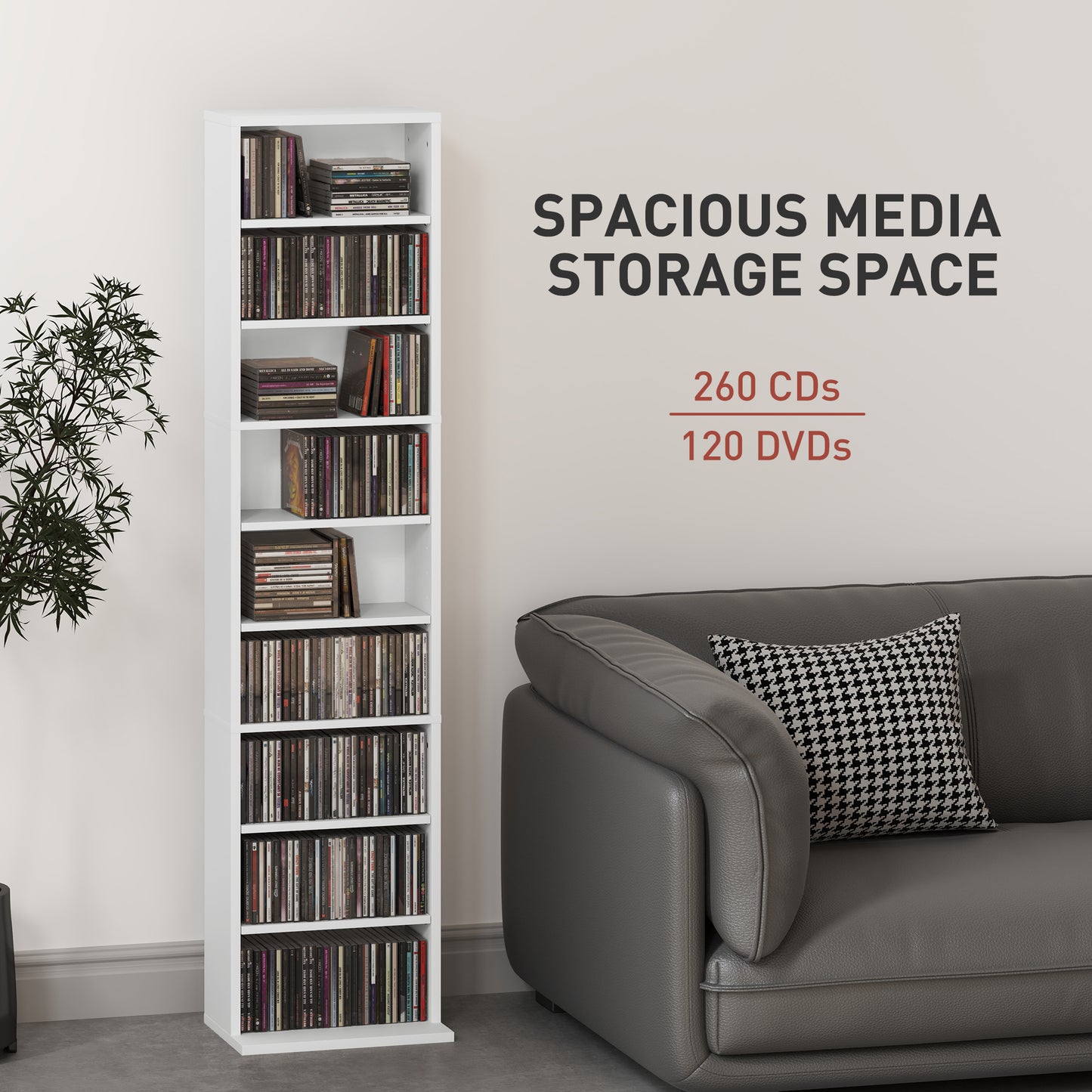 HOMCOM 260 CD/120 DVD Storage Unit - White
