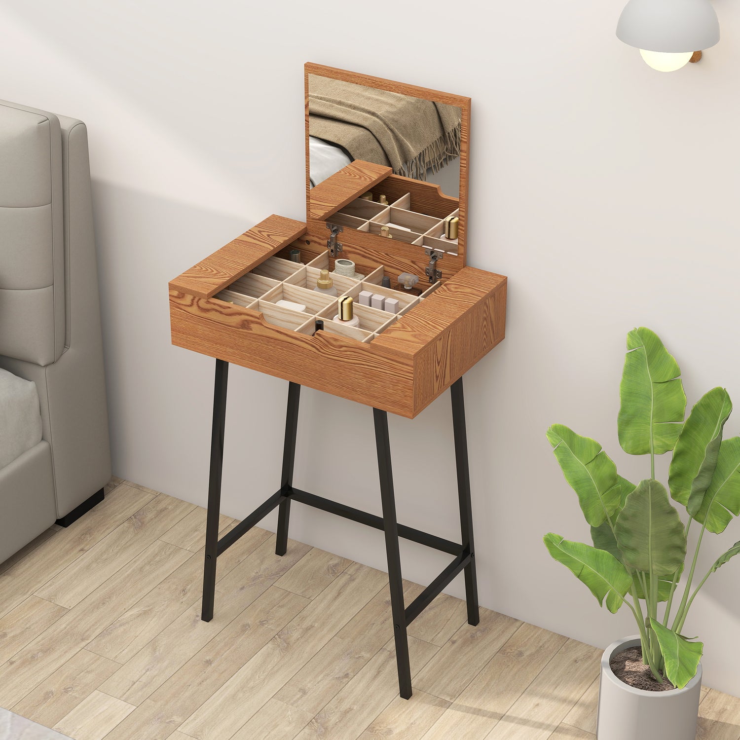 HOMCOM Vanity Desk with Flip-Up Mirror, Industrial Dressing Table