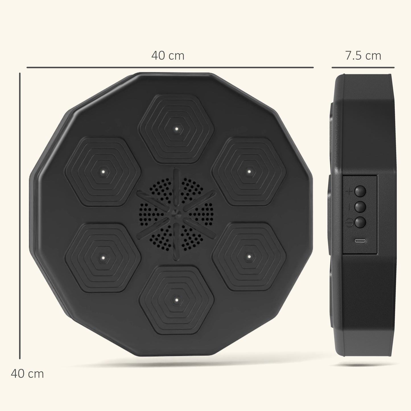 SPORTNOW Music Boxing Machine with Bluetooth Connection and LED Light Smart, Wall Mounted for Punching Beat Boxing Training