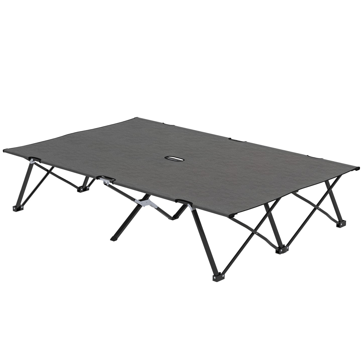 Outsunny Double Camping Cot Bed, with Bag - Charcoal Grey