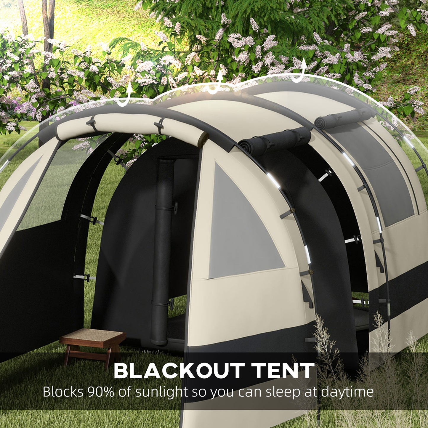 Outsunny Blackout Camping Tent for 4-5 Person Khaki