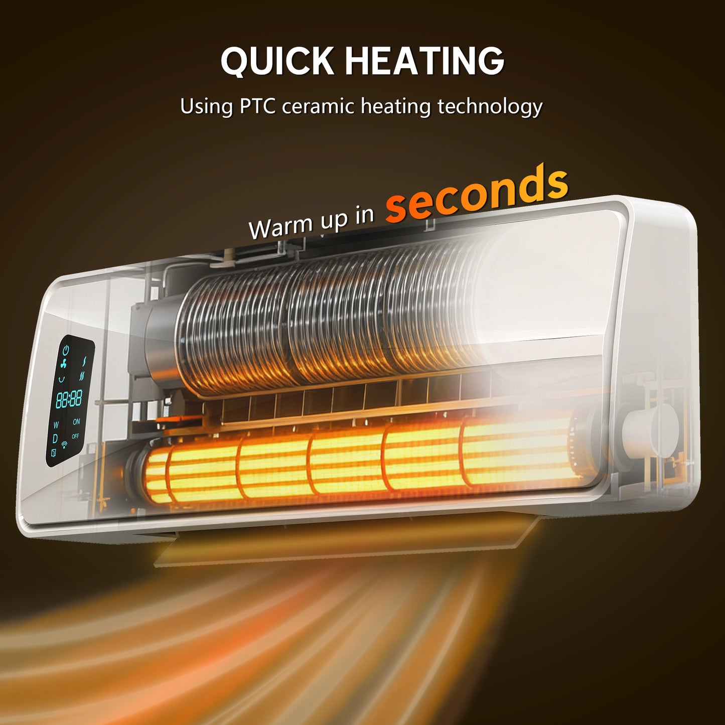 HOMCOM 2000W Wall-mounted Ceramic Electric Heater with Fan, Adjustable Thermostat - White