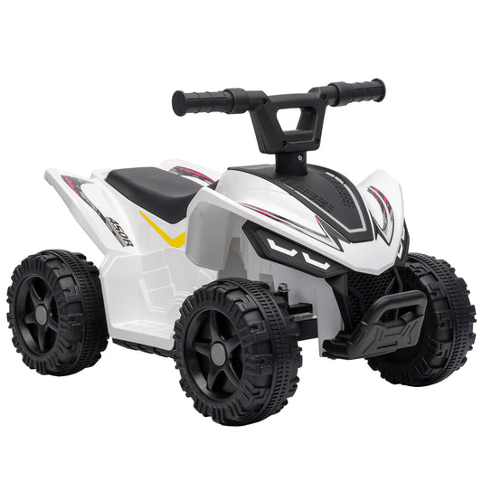 AIYAPLAY 6V Battery Powered Kids ATV, Quad Bike w/ Handlebar Button Control, Max 1.2MPH, Max 55lbs Load, for 18-48 Months, White