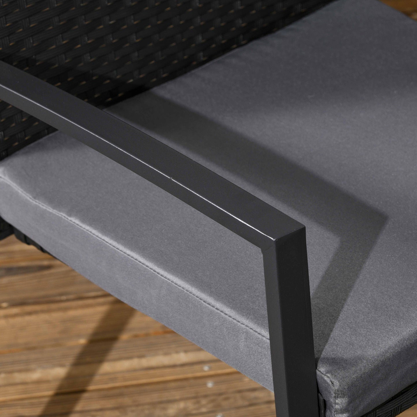 Outsunny 4 Seater Rattan Garden Furniture Set 5 Pieces Outdoor Dining Set with Cushions Umbrella Hole - Black