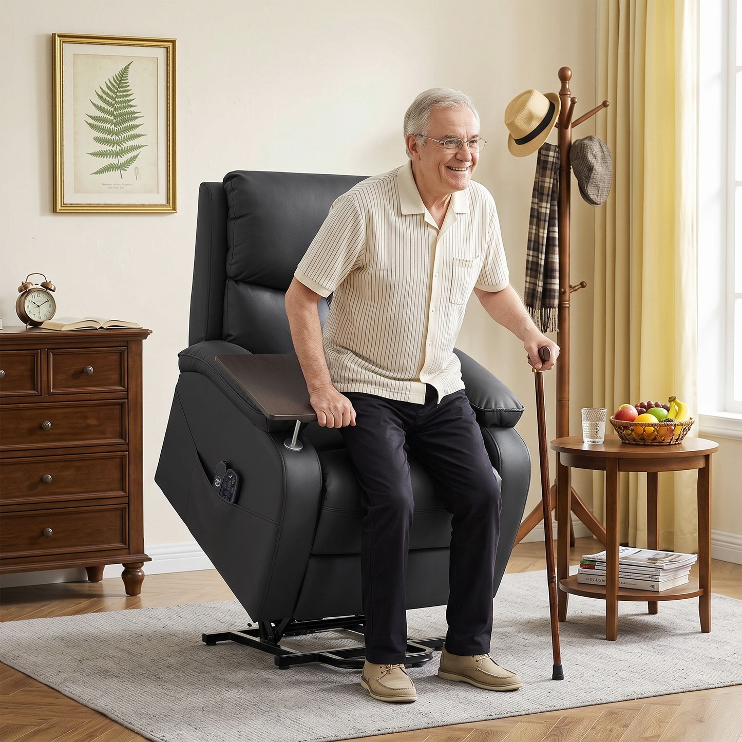 HOMCOM Riser Recliner Chair with Massage and Heat, Electric Lift Recliner Armchair for Elderly, with Side Table, Black