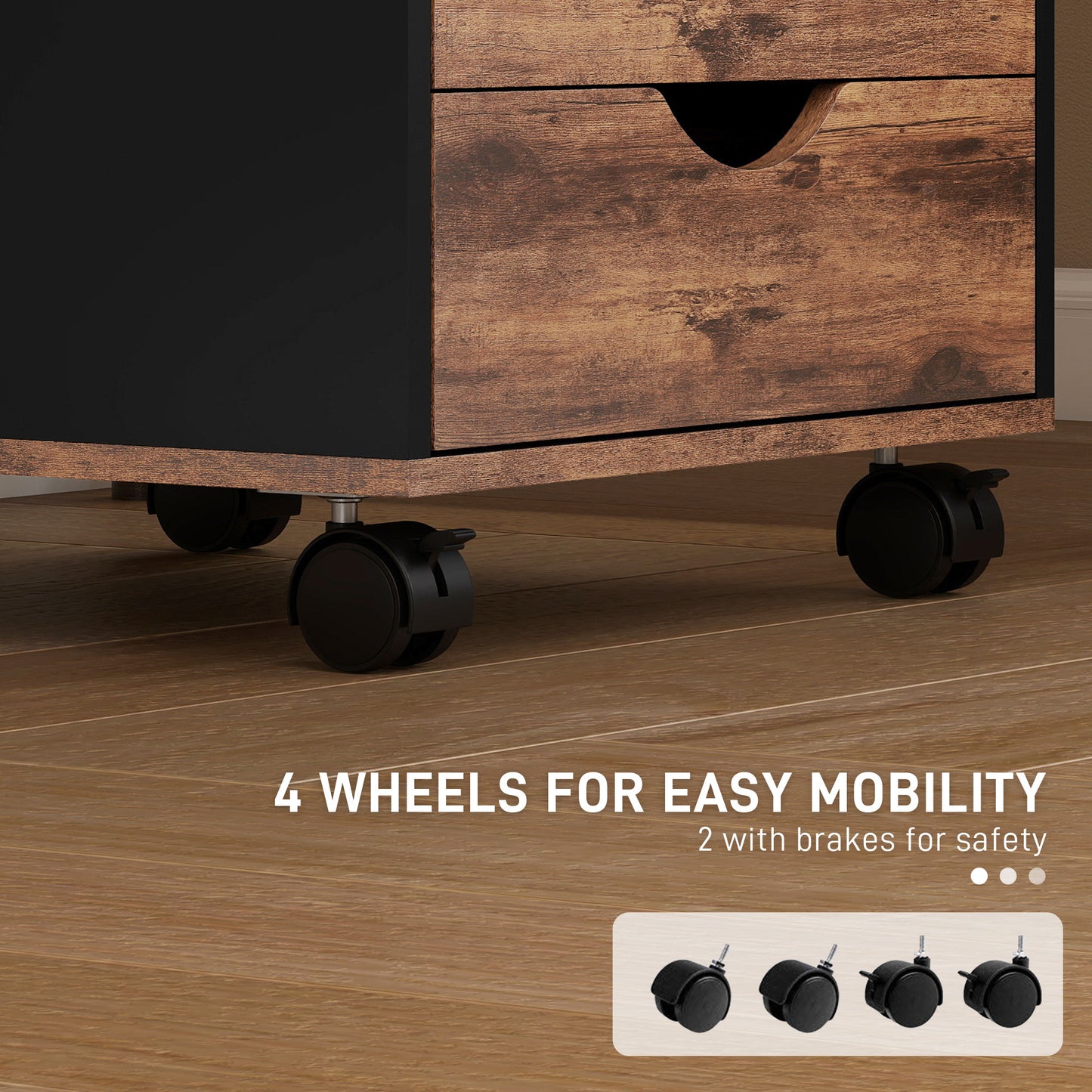 HOMCOM Five-Drawer Filing Cabinet - Rustic Brown