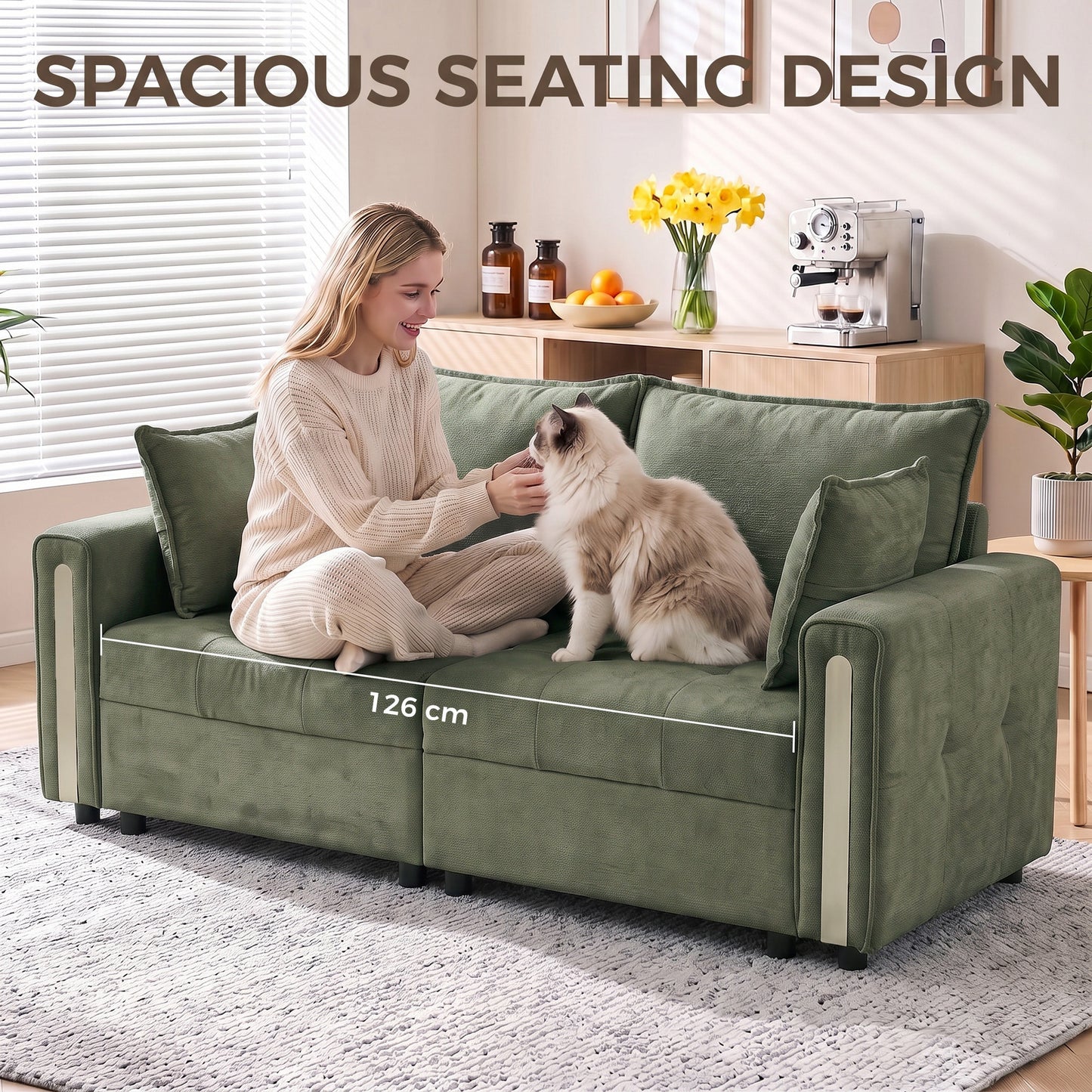 HOMCOM 2 Seater Sofa with Lift-Up Storage, 168 cm Comfy Velvet Small Couch with Wide Deep Seat, Dark Green