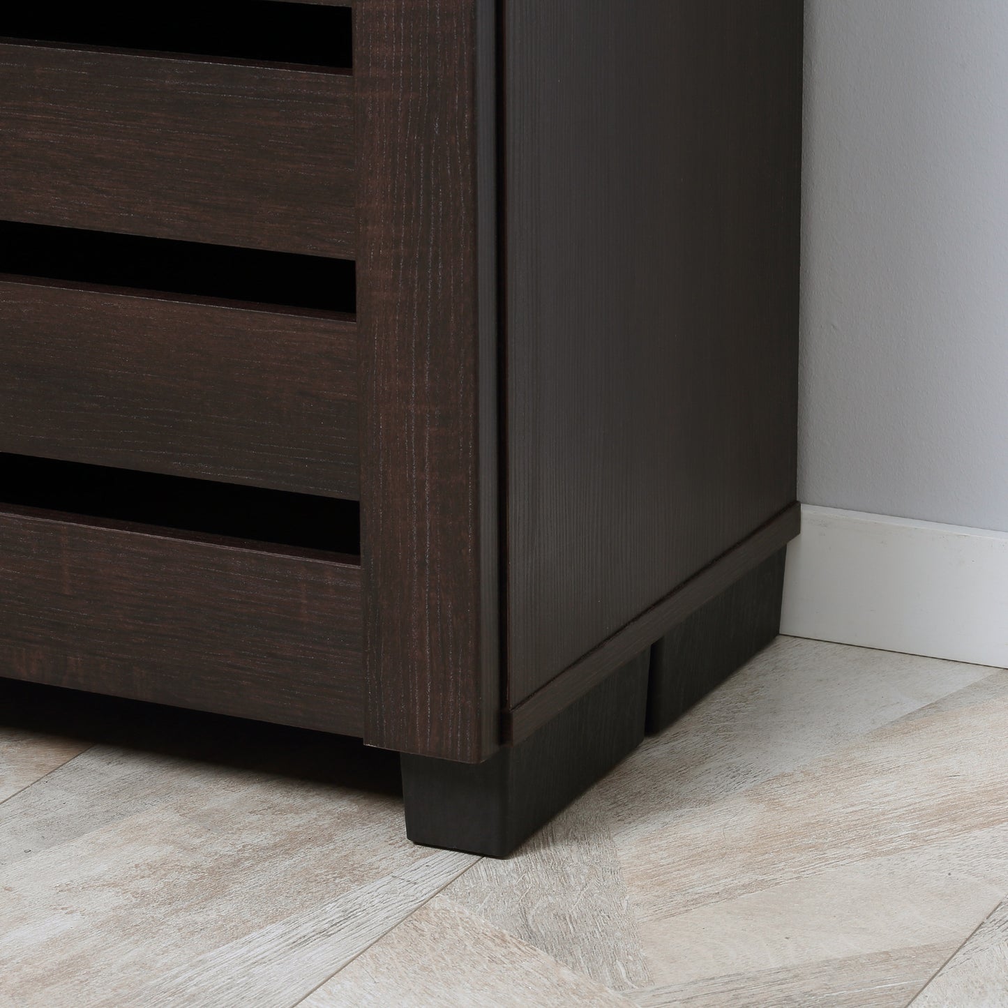 HOMCOM 5-Tier Narrow Shoe Cabinet with Adjustable Shelves - Dark Brown