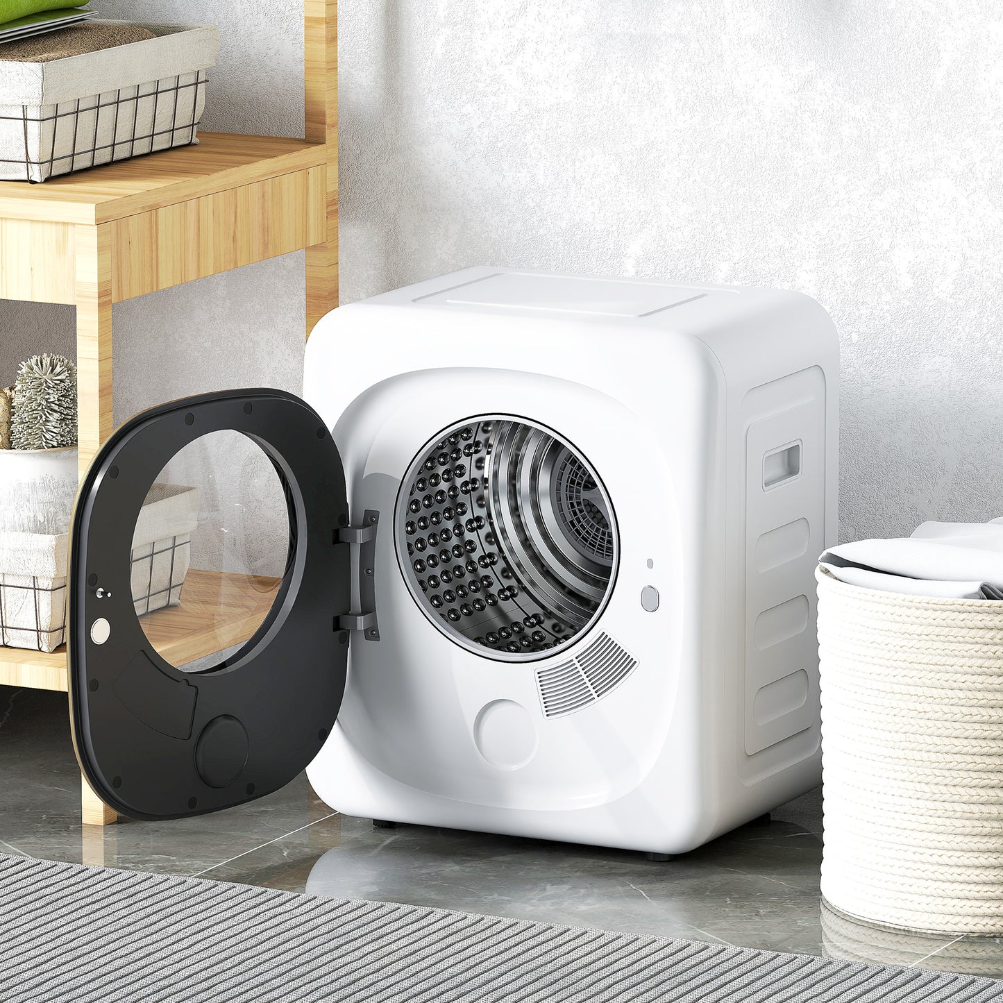 HOMCOM 4kg Vented Tumble Dryer, 800W Freestanding with 5 Modes, Smart Sensor, Timer, Stainless Steel Tub, Wall-Mount Option, White
