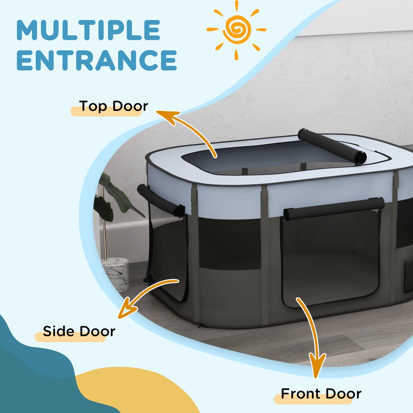 PawHut Foldable Dog Pen with Storage Bag for Indoor/Outdoor Use Grey - Extra Large