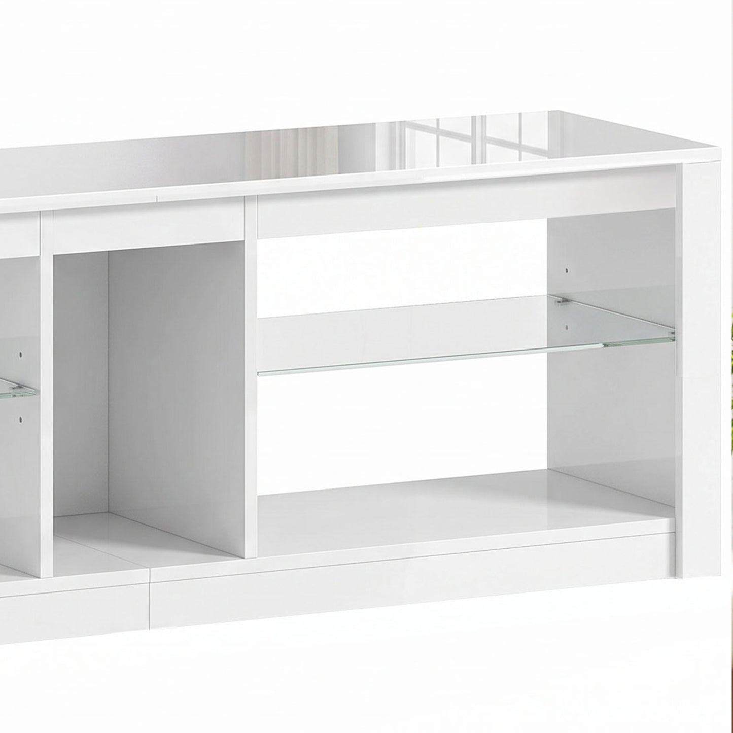 HOMCOM TV Stand Cabinet with LED Lights and Remote Control for TVs up to 65", Entertainment Centre with Storage Shelves, White