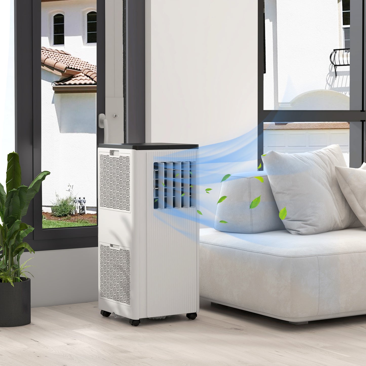 HOMCOM 7,000 BTU Mobile Air Conditioner 15m Smart Home WiFi with Dehumidifier Fan 24H Timer Window Kit White