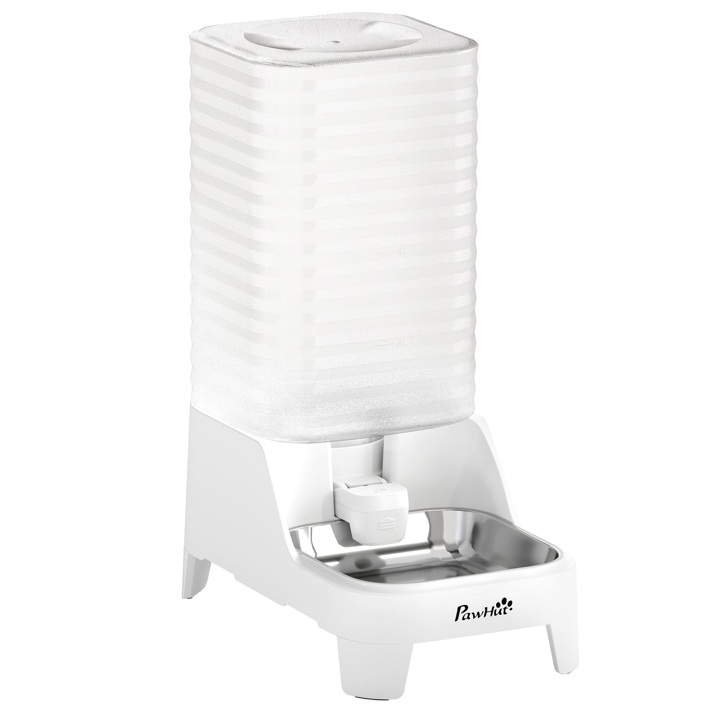 PawHut Automatic Pet Water Dispenser, 8L Gravity Dog Water Dispenser with Patented Tap, Stainless Steel Bowl, White