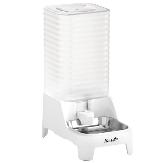 PawHut Automatic Pet Water Dispenser, 8L Gravity Dog Water Dispenser with Patented Tap, Stainless Steel Bowl, White