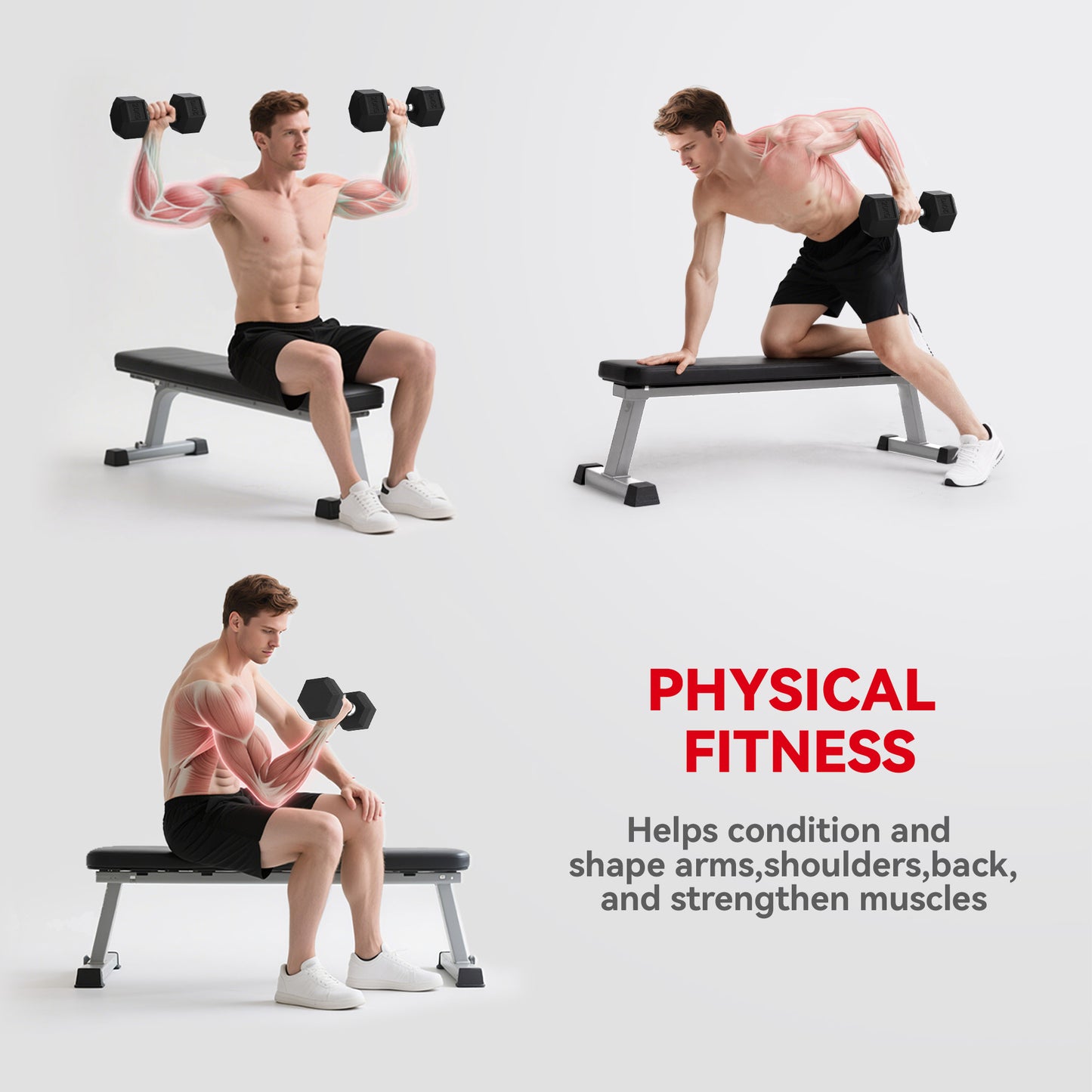 HOMCOM 40KG Rubber Hex Dumbbell Portable Hand Weights Dumbbell Home Gym