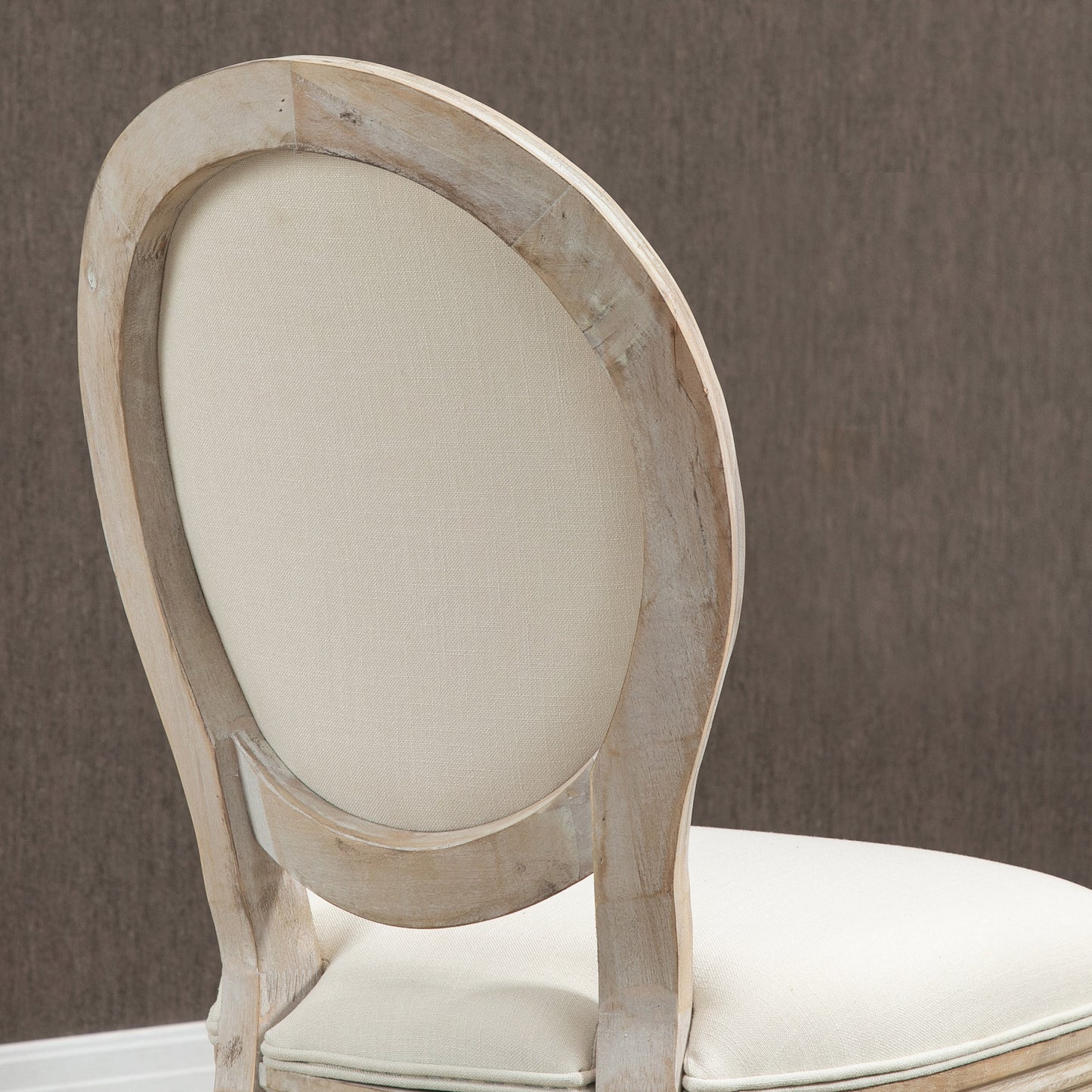 HOMCOM 2 French-Style Dining Chairs with Linen Upholstery - Cream