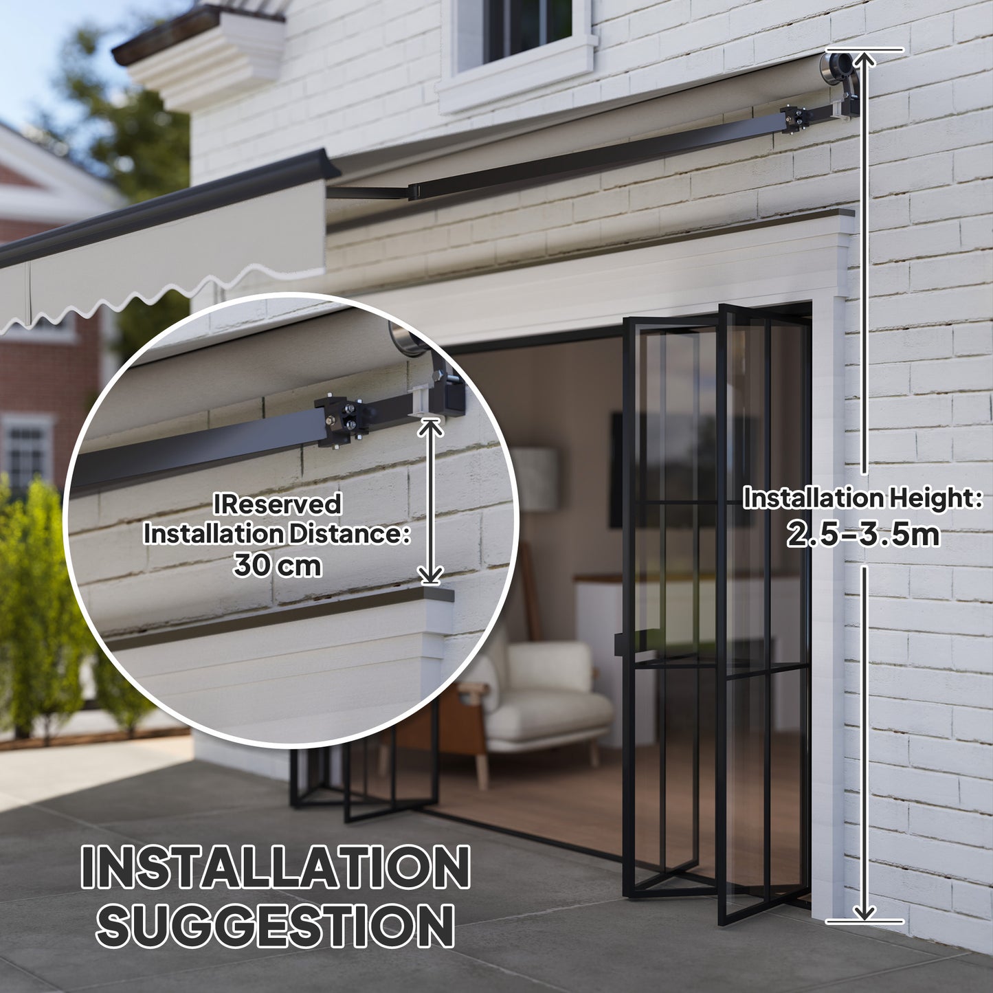 Outsunny Electric Retractable Awning with Remote, Aluminium Frame, UV30+ Sun Shade for Garden Patio, 3.5 x 3m, Light Grey