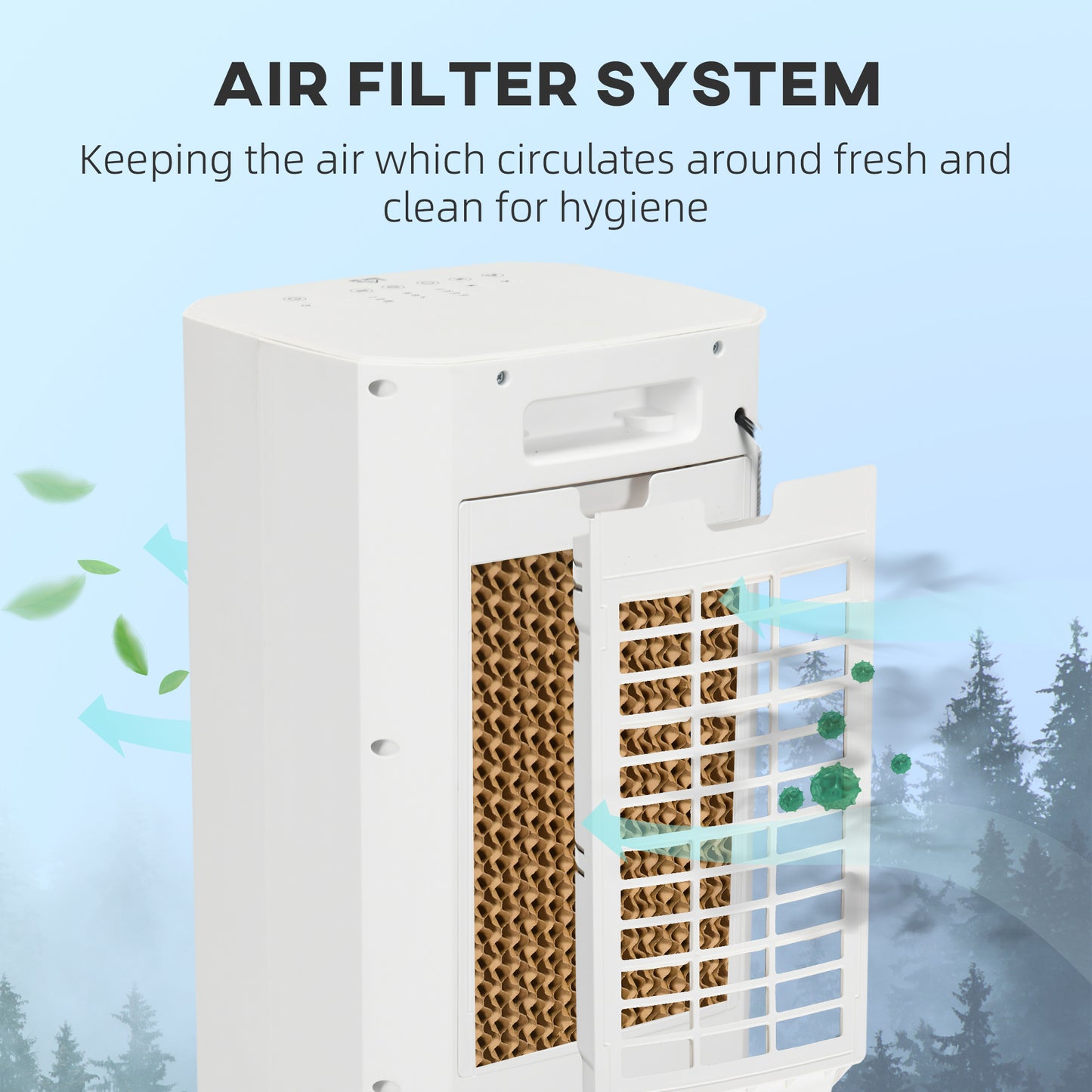 HOMCOM Portable Air Cooler with 5 Litre Water Tank, Oscillation, LED Display, Remote, 15 Hour Timer, Evaporative Air Cooler Fan with 3 Speeds, 3 Modes, Ice Packs, for Home Office